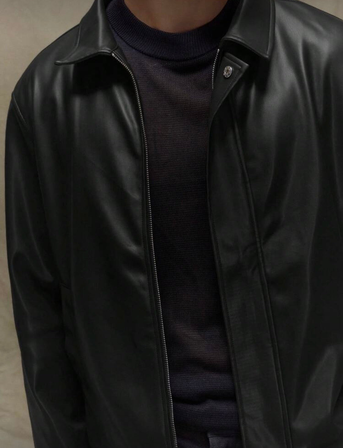 Musero Boxy Fit Leather Jacket