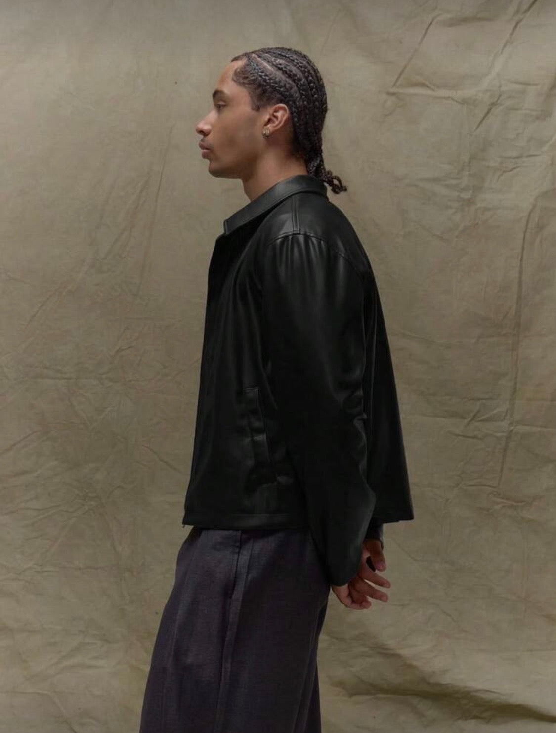 Musero Boxy Fit Leather Jacket