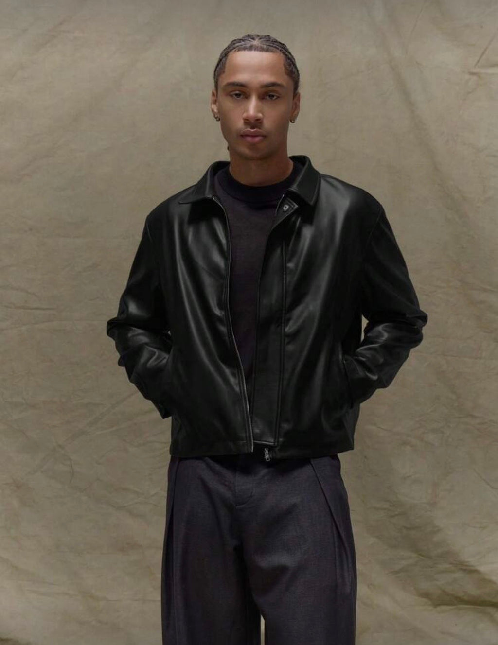 Musero Boxy Fit Leather Jacket