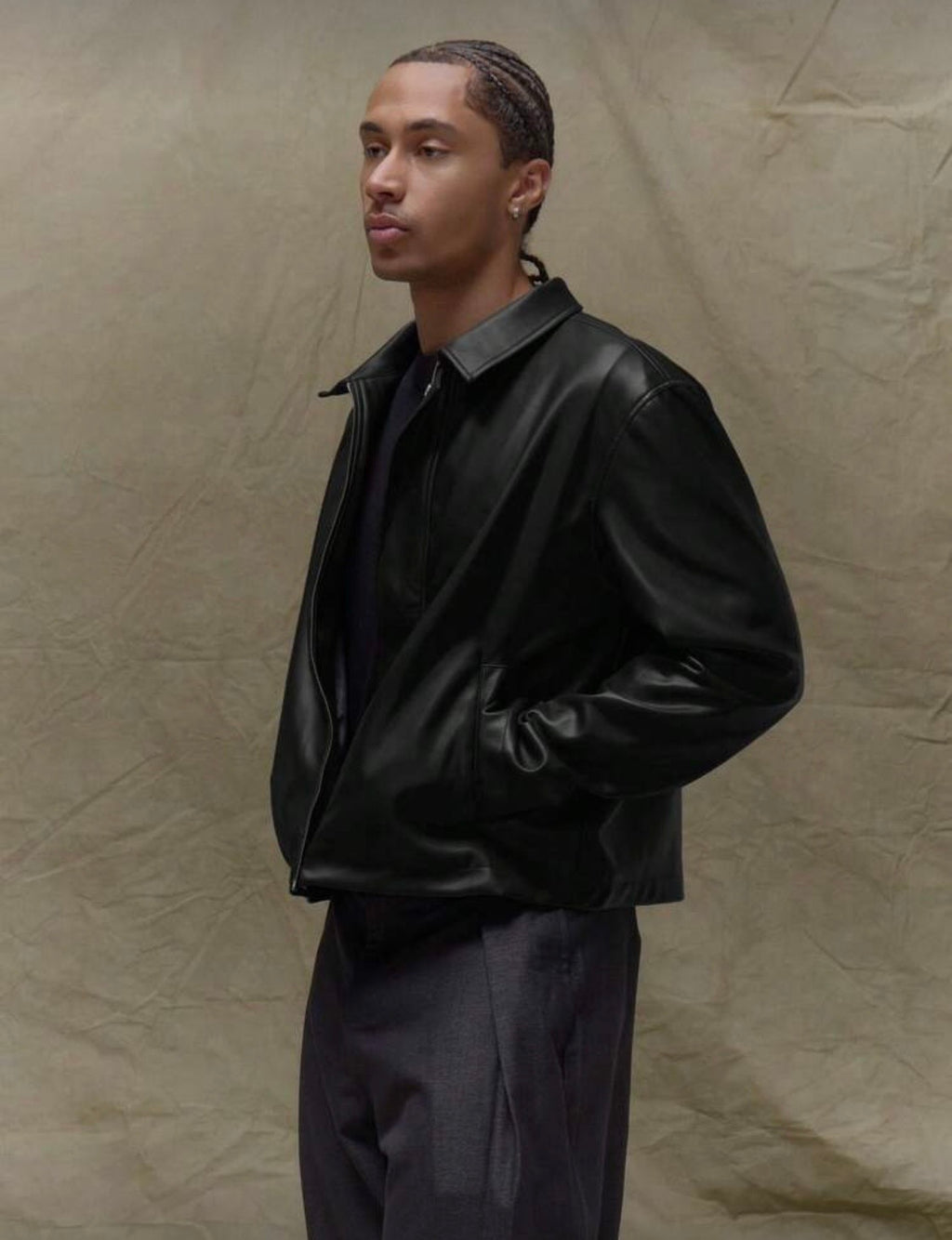 Musero Boxy Fit Leather Jacket