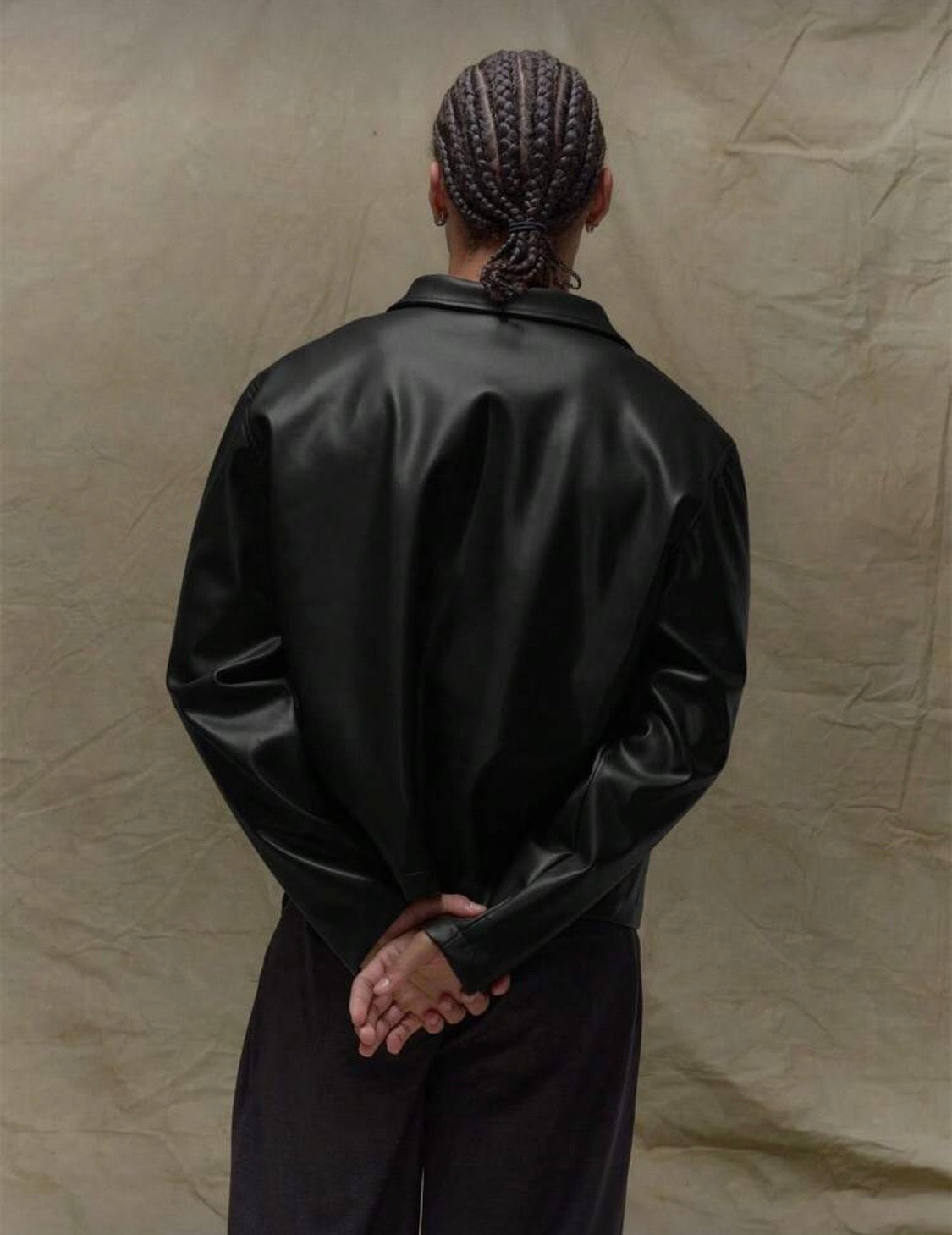 Musero Boxy Fit Leather Jacket