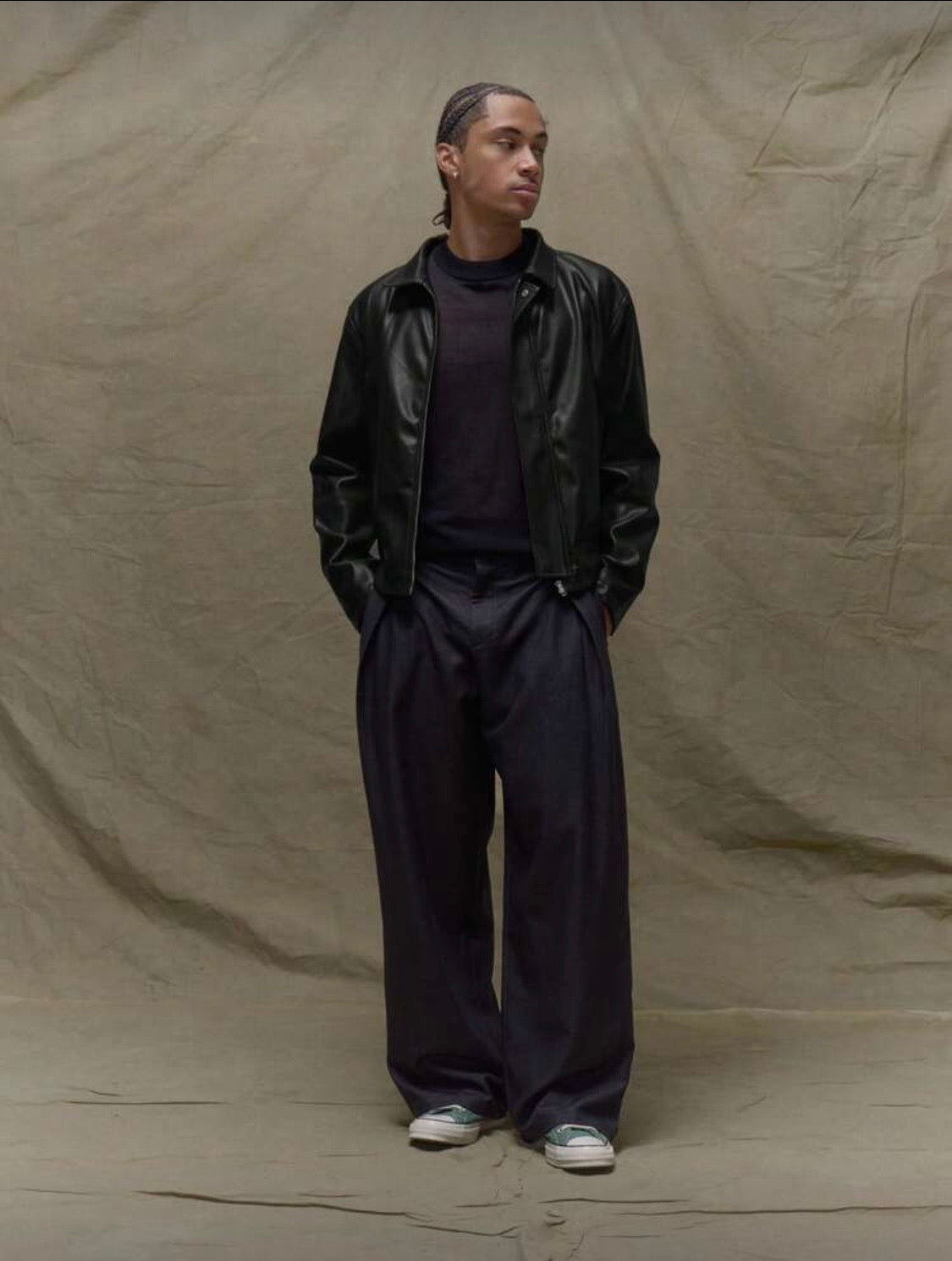 Musero Boxy Fit Leather Jacket