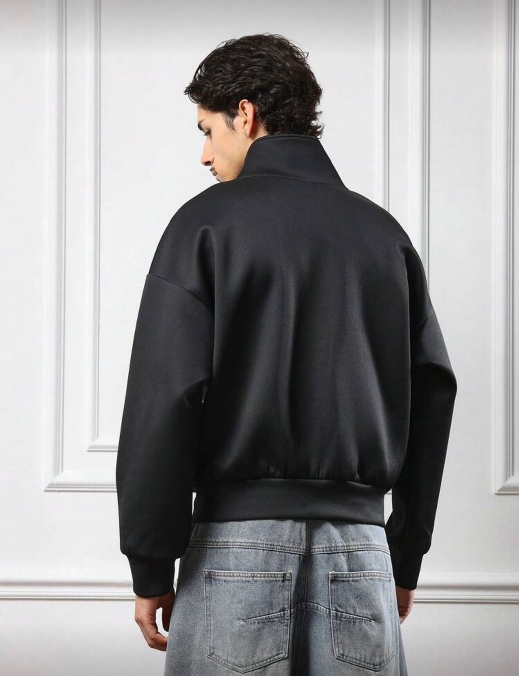 SMWN Men Classic Half Zip Up Oversized Neck Jacket