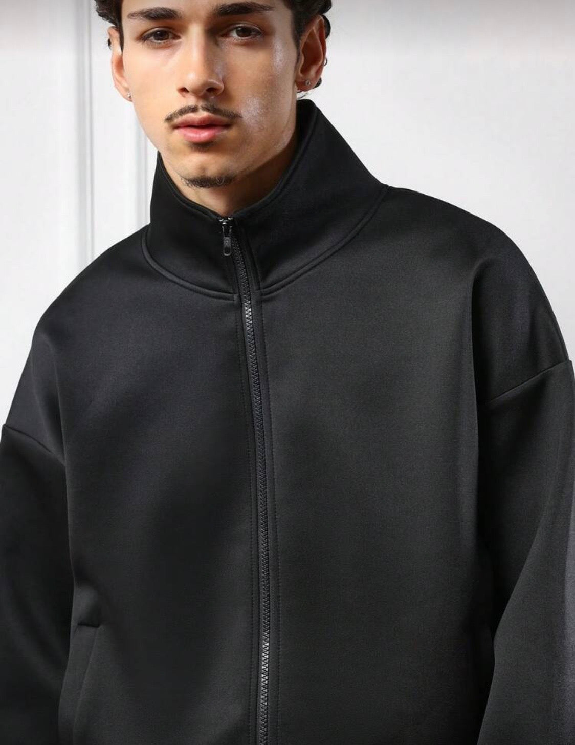 SMWN Men Classic Half Zip Up Oversized Neck Jacket