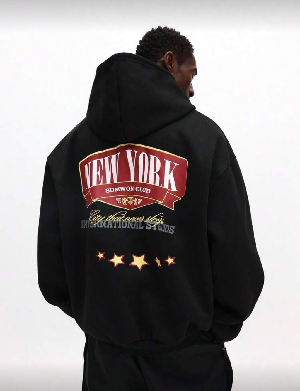 SMWN Men Black Oversized Hoodie