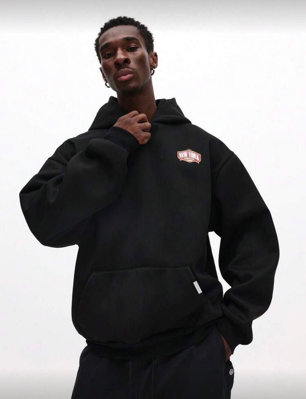 SMWN Men Black Oversized Hoodie