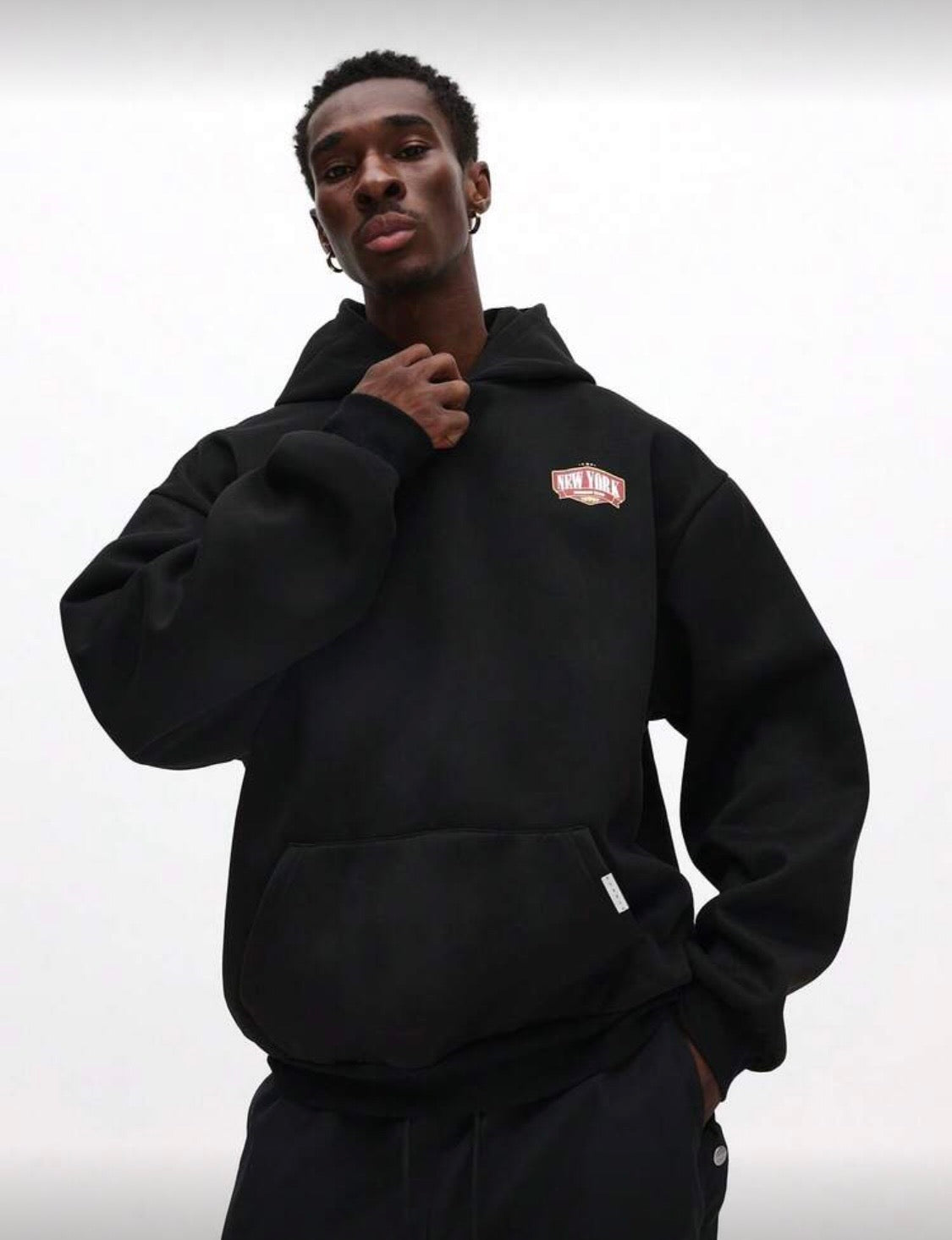 SMWN Men Black Oversized Hoodie