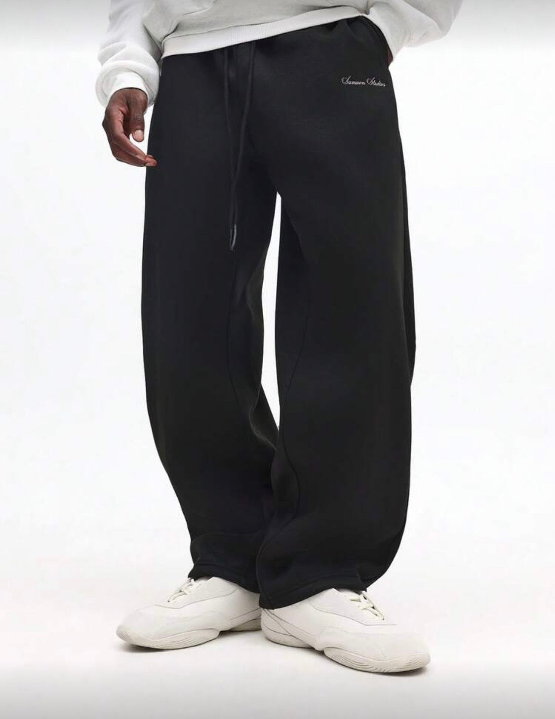 SMWN Men Black Straight Sweatpants