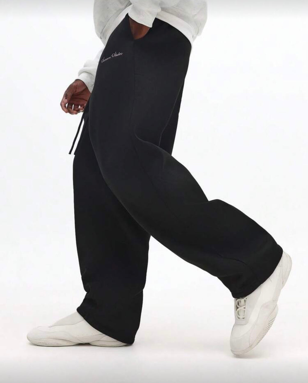 SMWN Men Black Straight Sweatpants