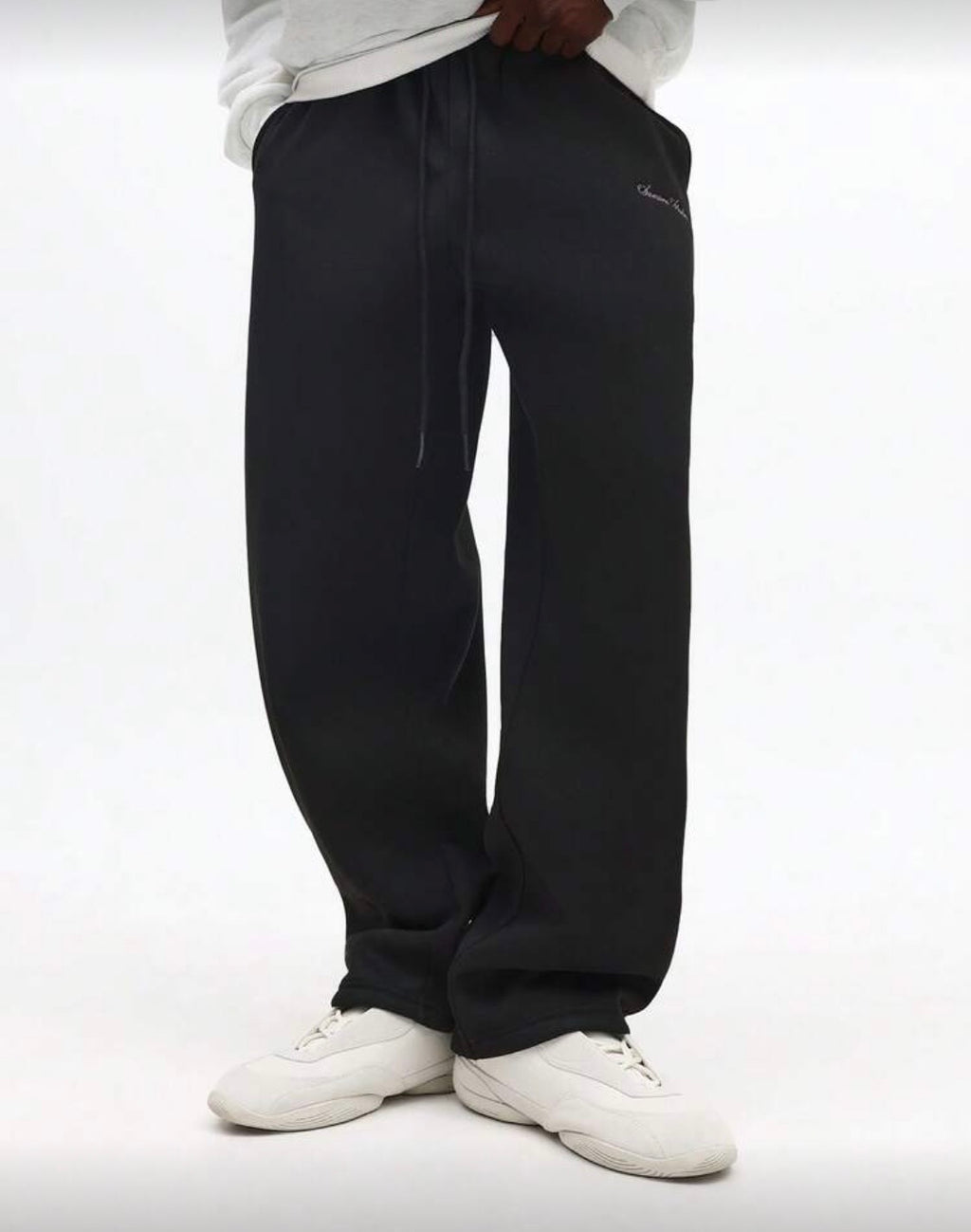 SMWN Men Black Straight Sweatpants