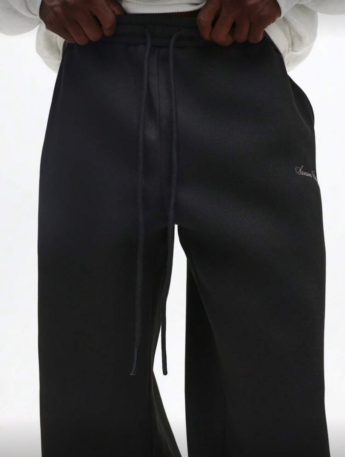 SMWN Men Black Straight Sweatpants