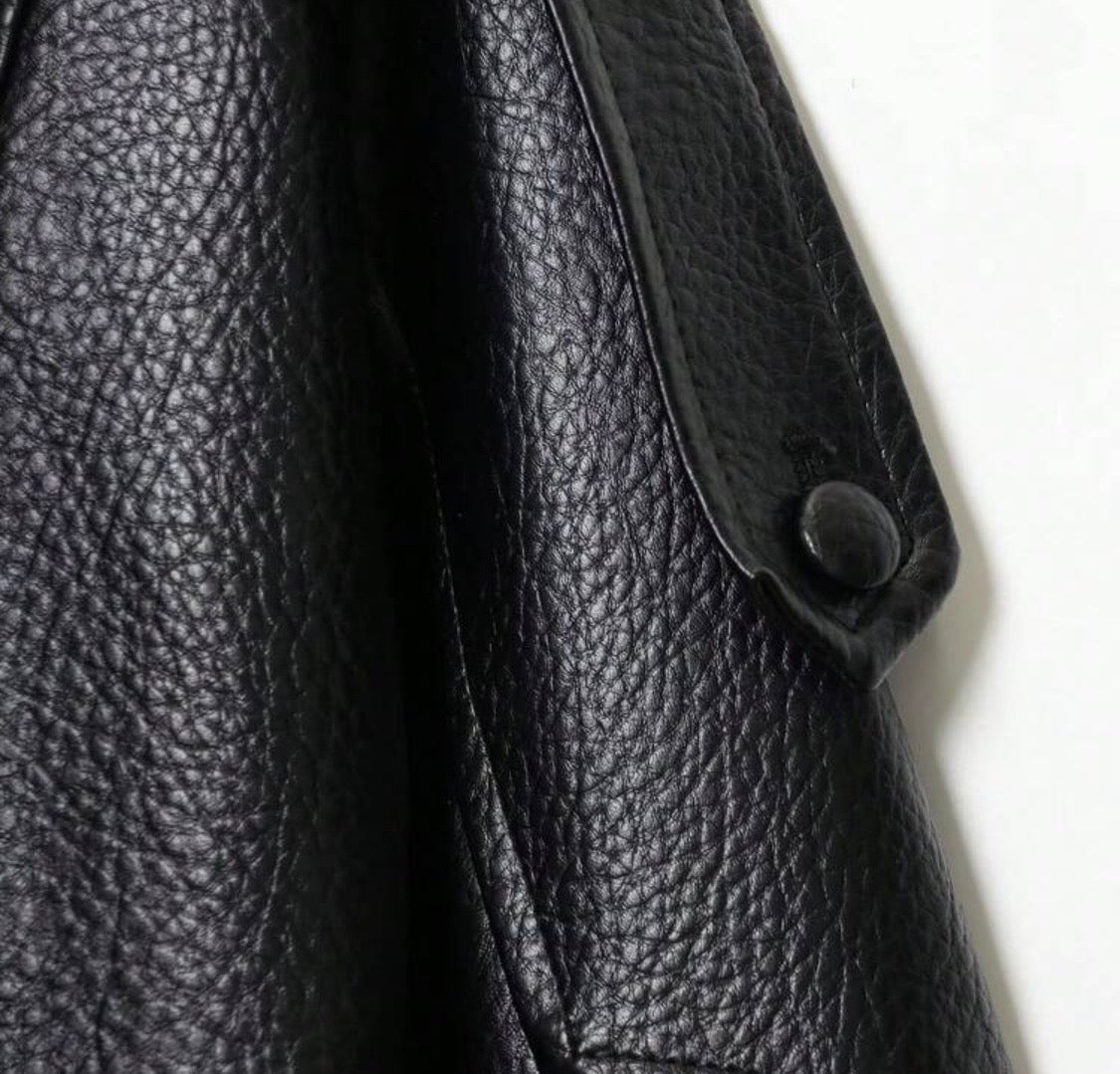 Black Faux Leather Loose Bomber Jacket