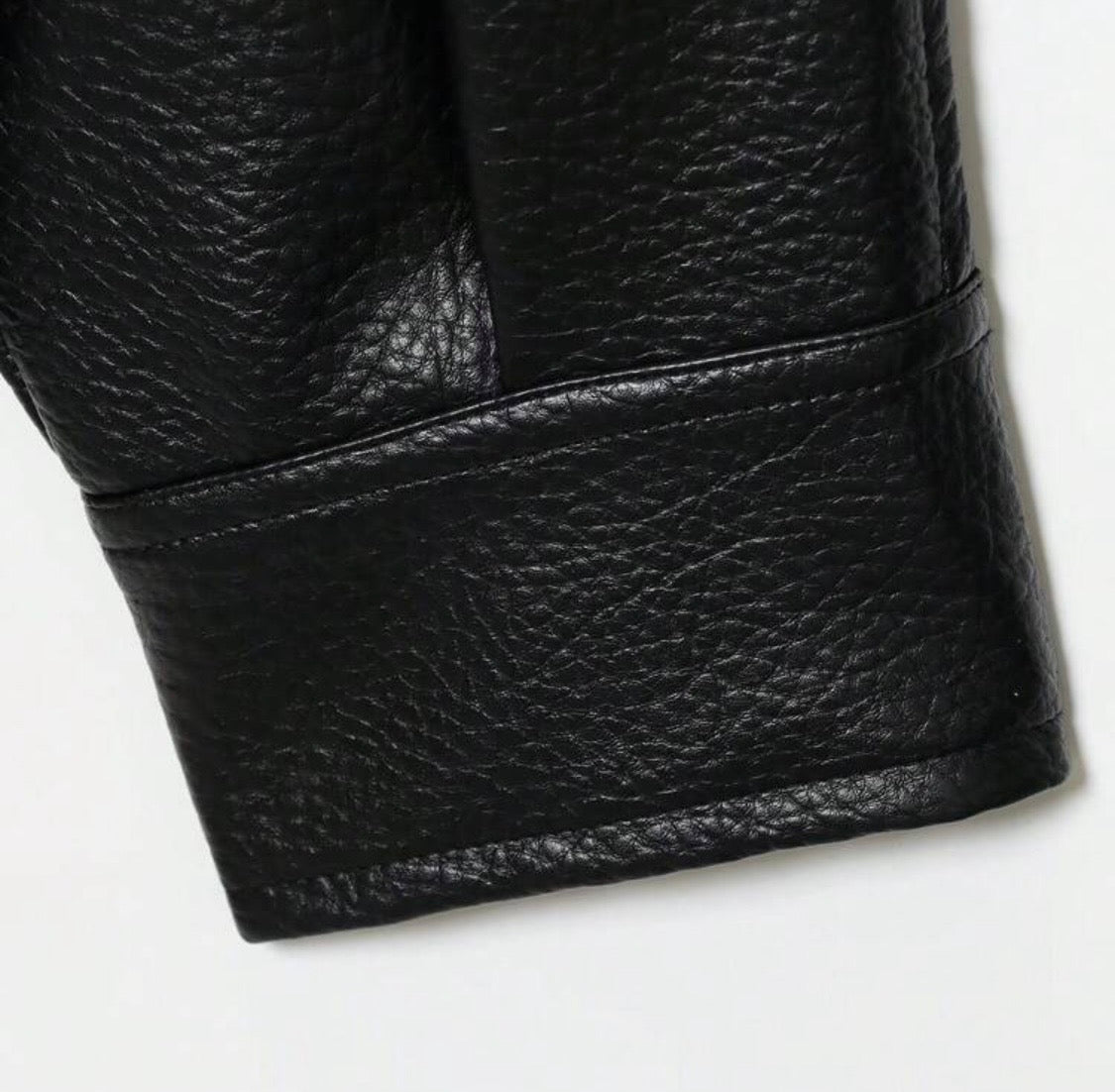 Black Faux Leather Loose Bomber Jacket