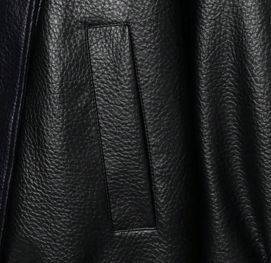 Black Faux Leather Loose Bomber Jacket