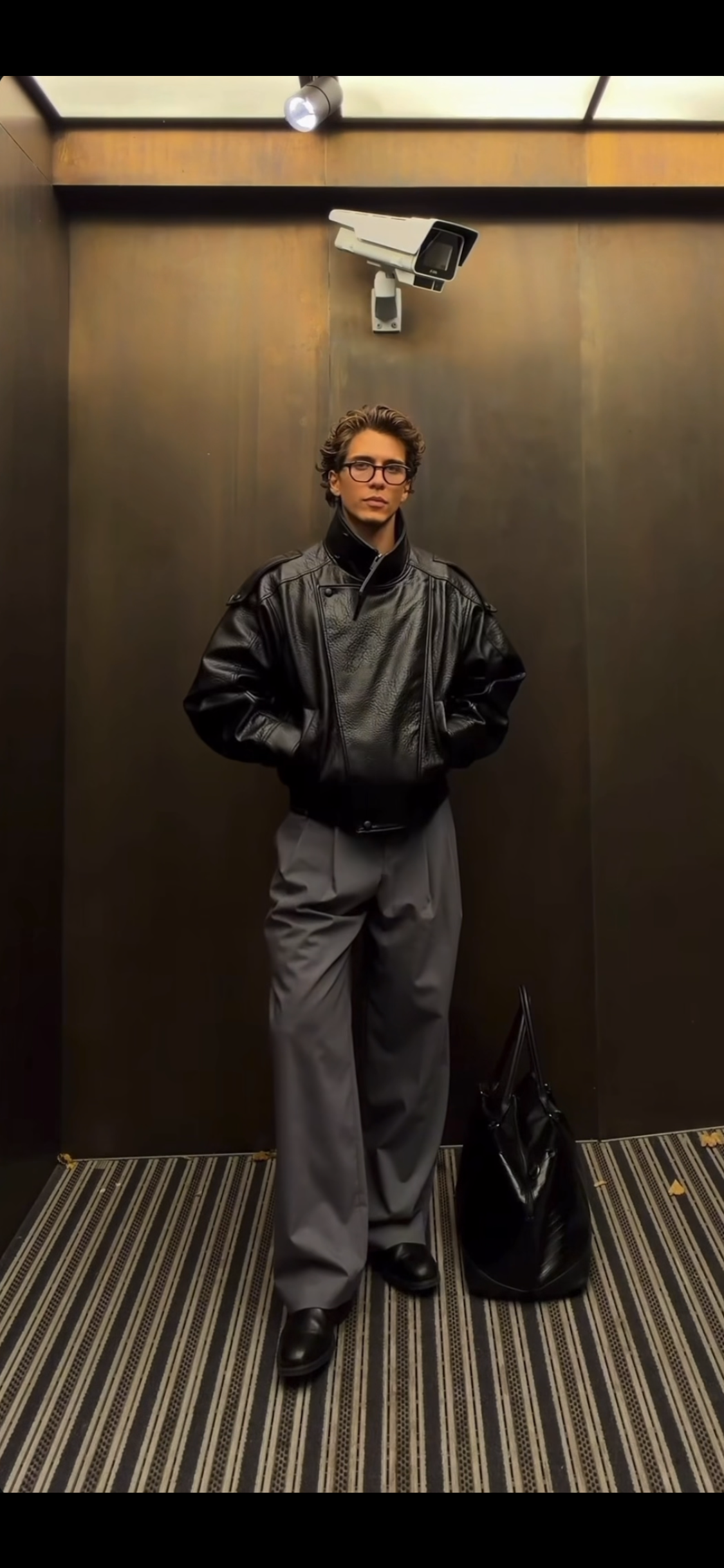 Black Faux Leather Loose Bomber Jacket